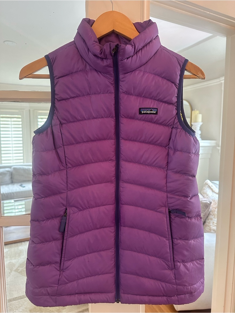 Patagonia Bright Purple Quilted Down Vest Girl XL